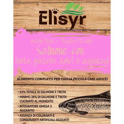 Salmone con trota, patate dolci e asparagi - Taglia Piccola - Elisyr Grain Free