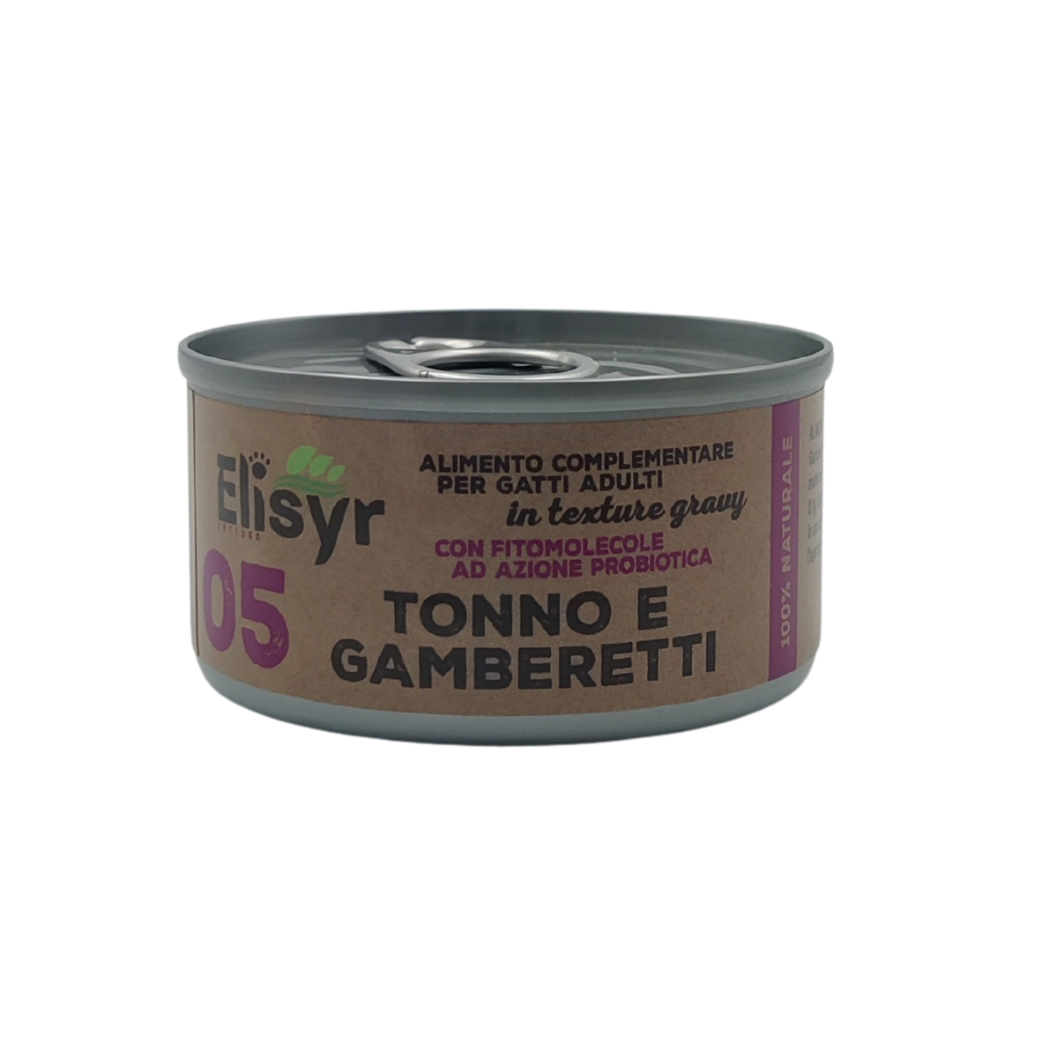 Elisyr - Alimento umido complementare per gatti adulti - Tonno e Gamberetti - 85 gr