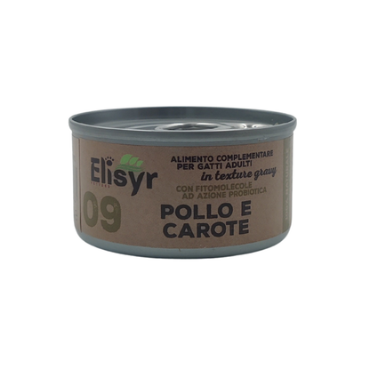 Elisyr - Alimento umido complementare per gatti adulti - Pollo e Carote - 85 gr
